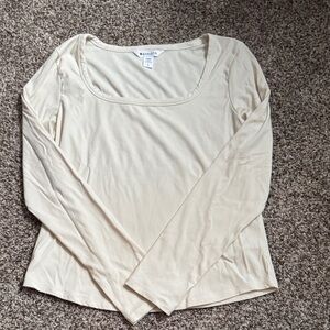 Athleta Cream Long Sleeve Top